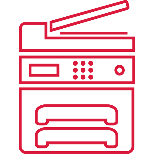 Rotes Symbol Darstellung einer Kopierstation.