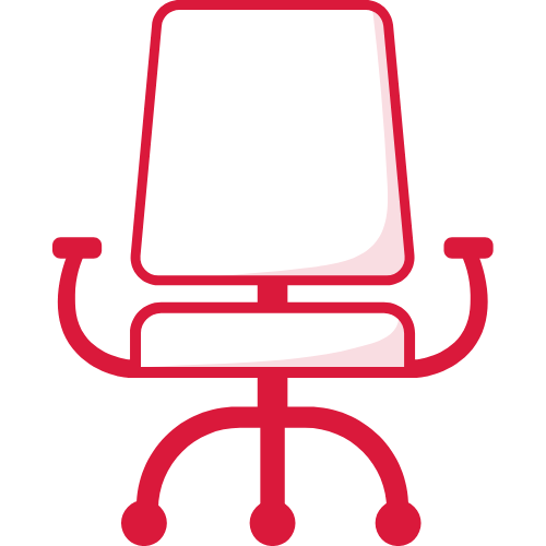 Rotes Symbol eines Bürostuhls.